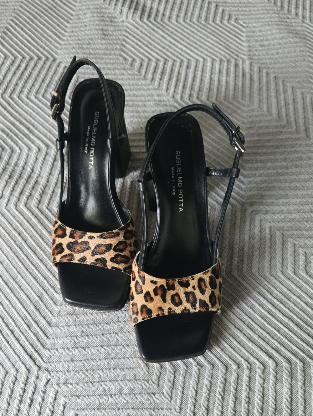 Guglielmo Rotta Black & Leopard Slingback Heels